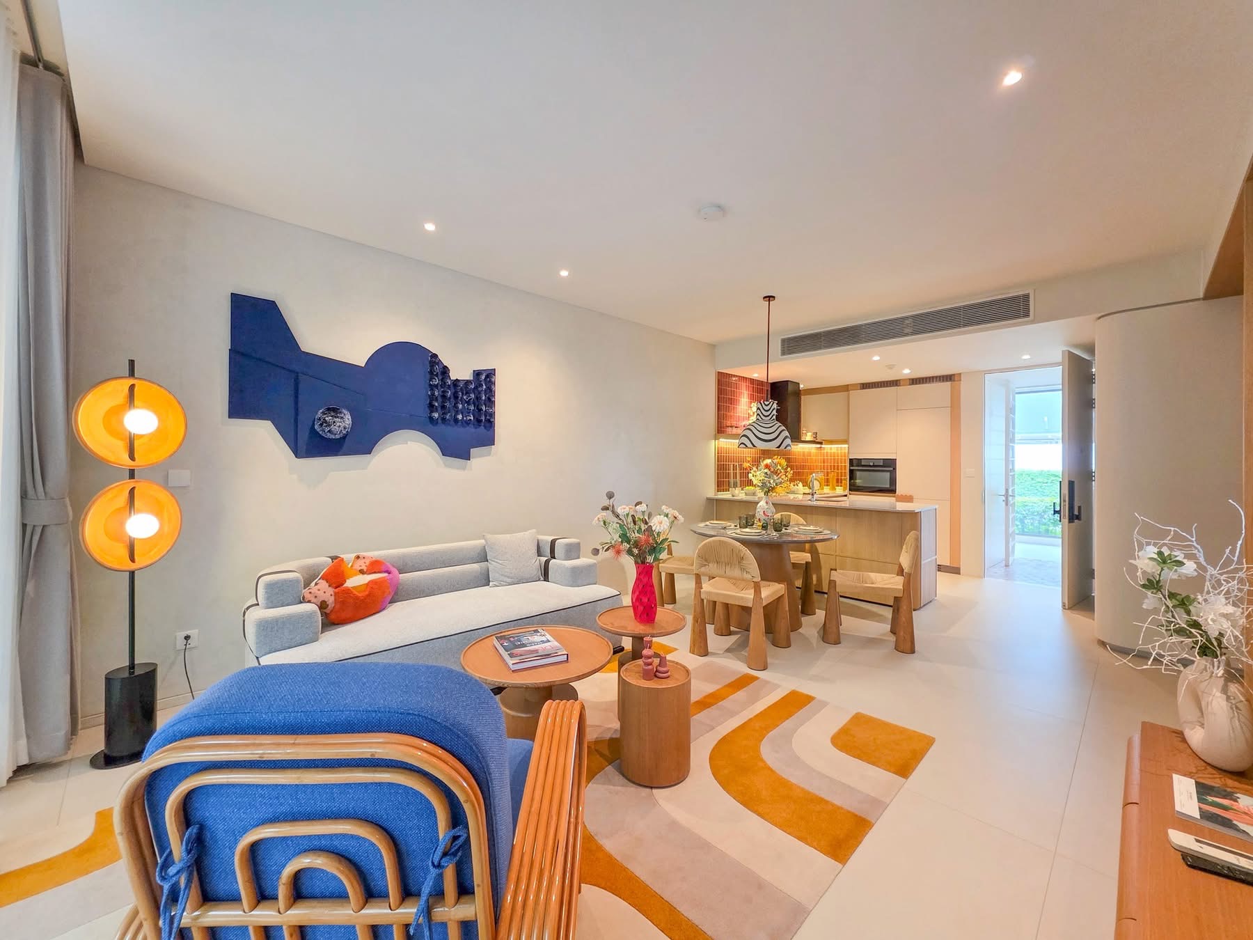 Wide living room layout